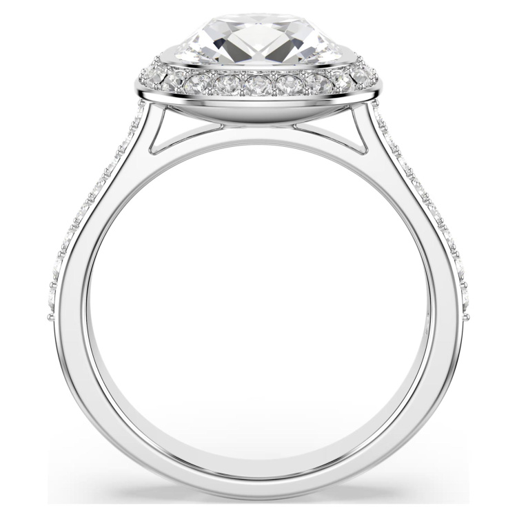 Una Angelic halo ring Cushion cut, White, Rhodium plated
